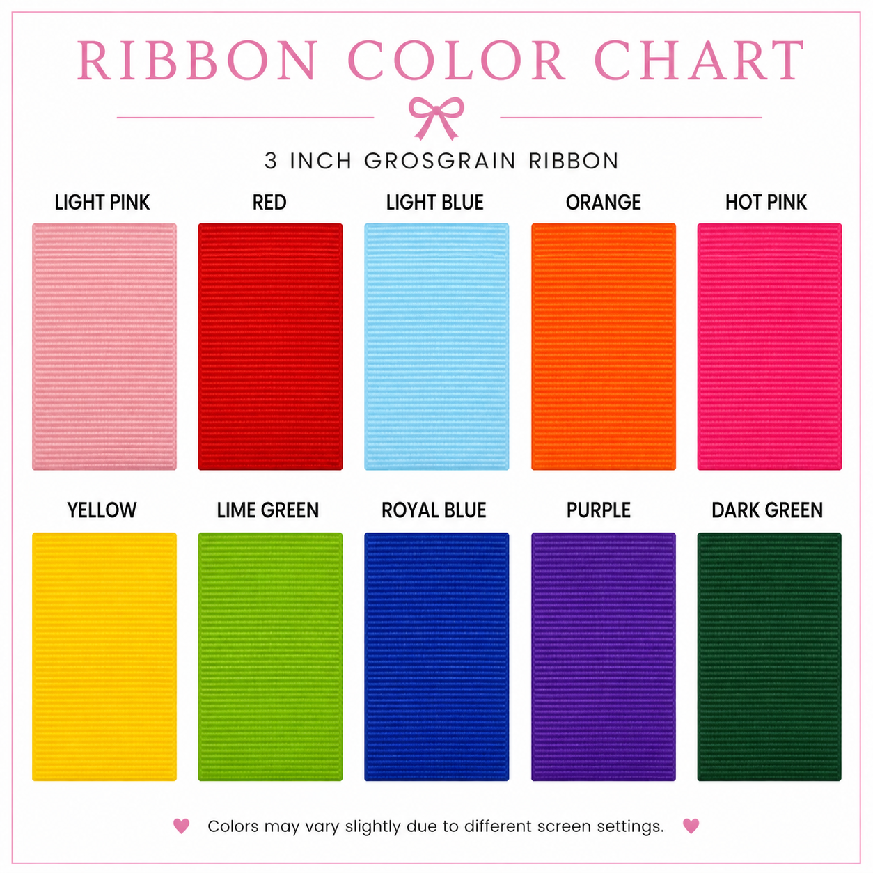 Bow Ribbon Color Chart