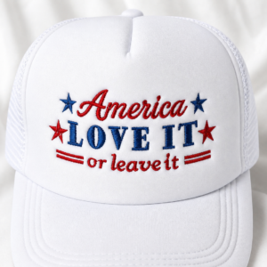 patriotic embroidery, america embroidery, love it leave it
