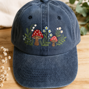 Woodland mushroom embroidery design