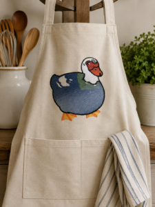 Muscovy duck design on apron