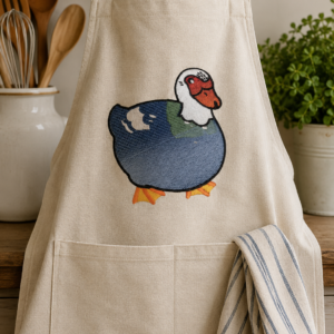Muscovy duck on apron
