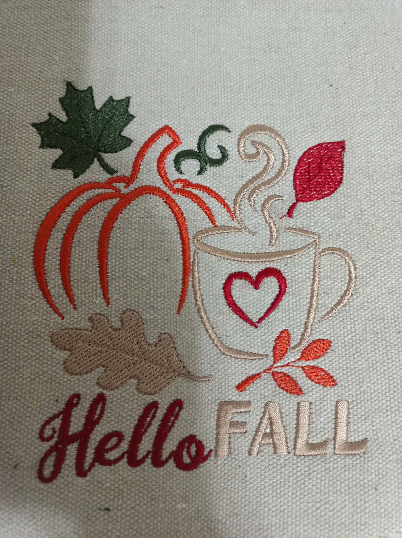 Hello Fall Pumpkin Coffee Mug Embroidery Design Bundle | Autumn Leaves Machine File (Digital Download) - Image 5