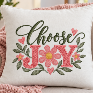 Choose Joy Tested Floral Embroidery Design, Inspirational Script, 4.5x6 & 6x8 (Digital File)