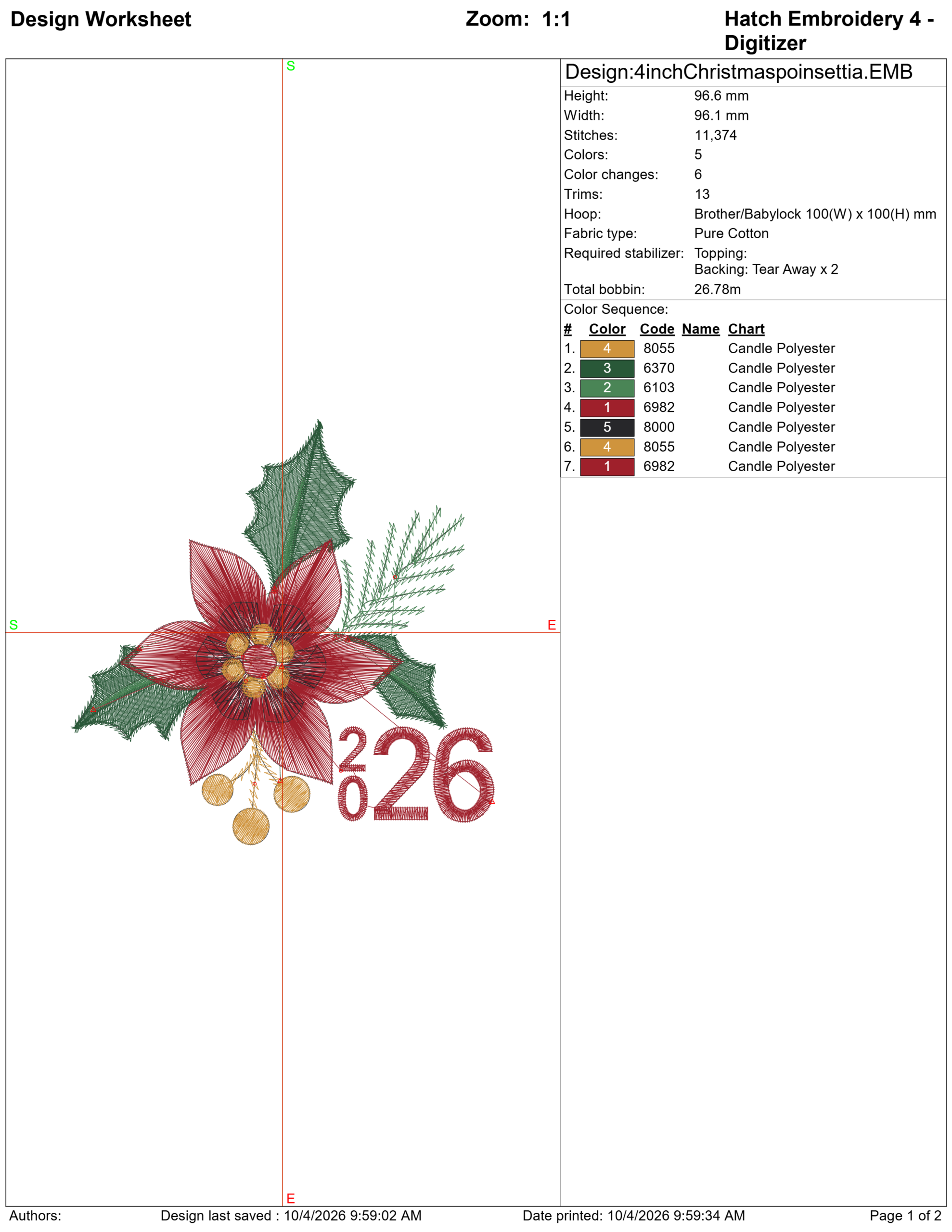 2026 Poinsettia Christmas Embroidery TESTED Design, Christmas Flower Machine Embroidery, Holiday Embroidery File, 2026 Design - Image 10